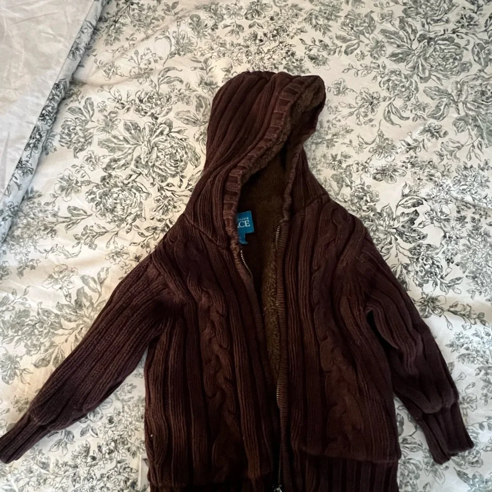 Children's Place Brown Cable Knit Hooded Jacket - Picture 5 of 5